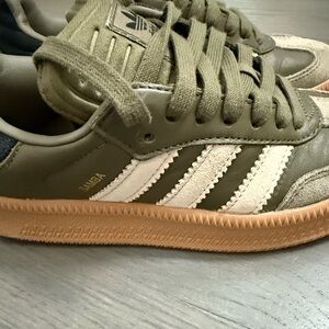 Adidas Samba Olive and White Sneakers